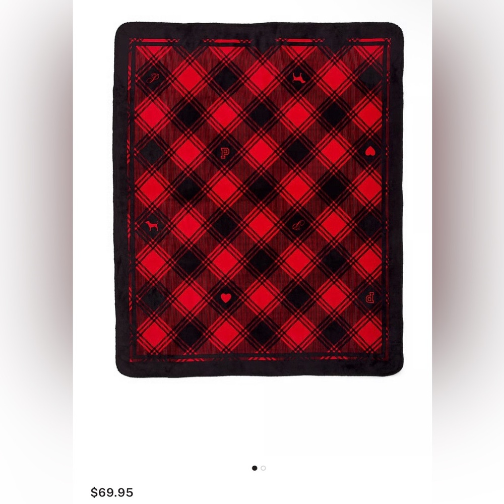 Victoria’s Secret Red and Black Sherpa Blanket, NWT, Retails $70